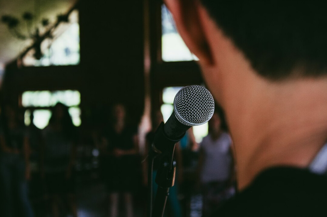 person speaking confidently