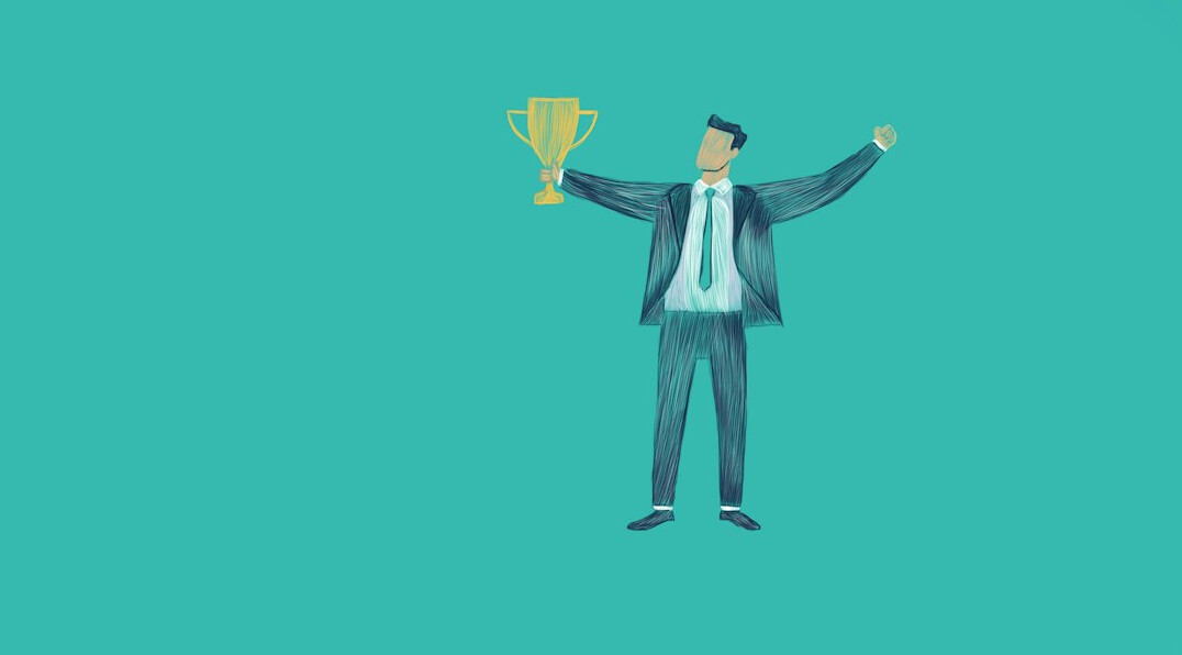 successful professional celebrating promotion