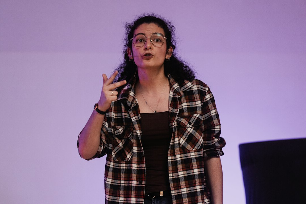 confident person speaking publicly